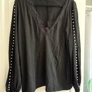 SHEIN Black Long Sleeve Tee Top